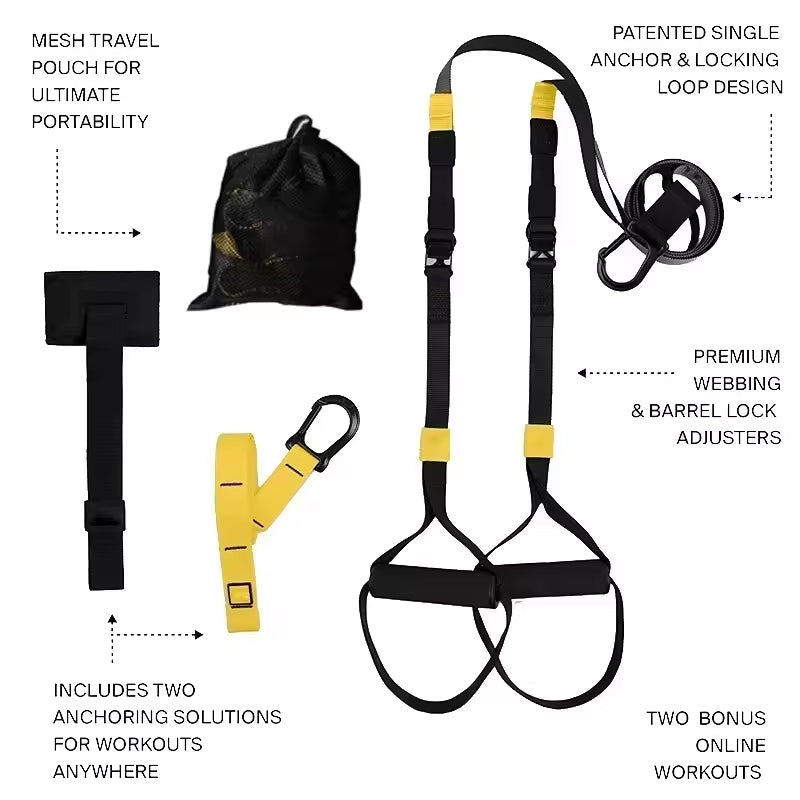 Suspension Training Strap - Adjustable, Wall Mount, Professional (TRX-style)