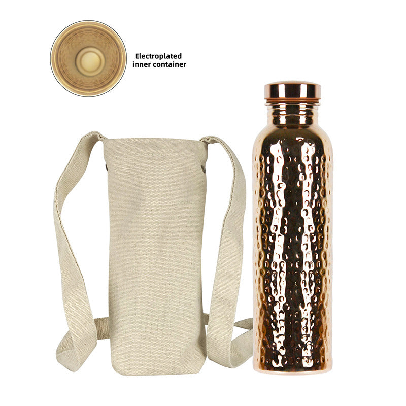 800ML Copper Hammer - Pattern Water Bottle: Leakproof, for Sports/Outdoor/Cycling/Gym/Fitness/Travel