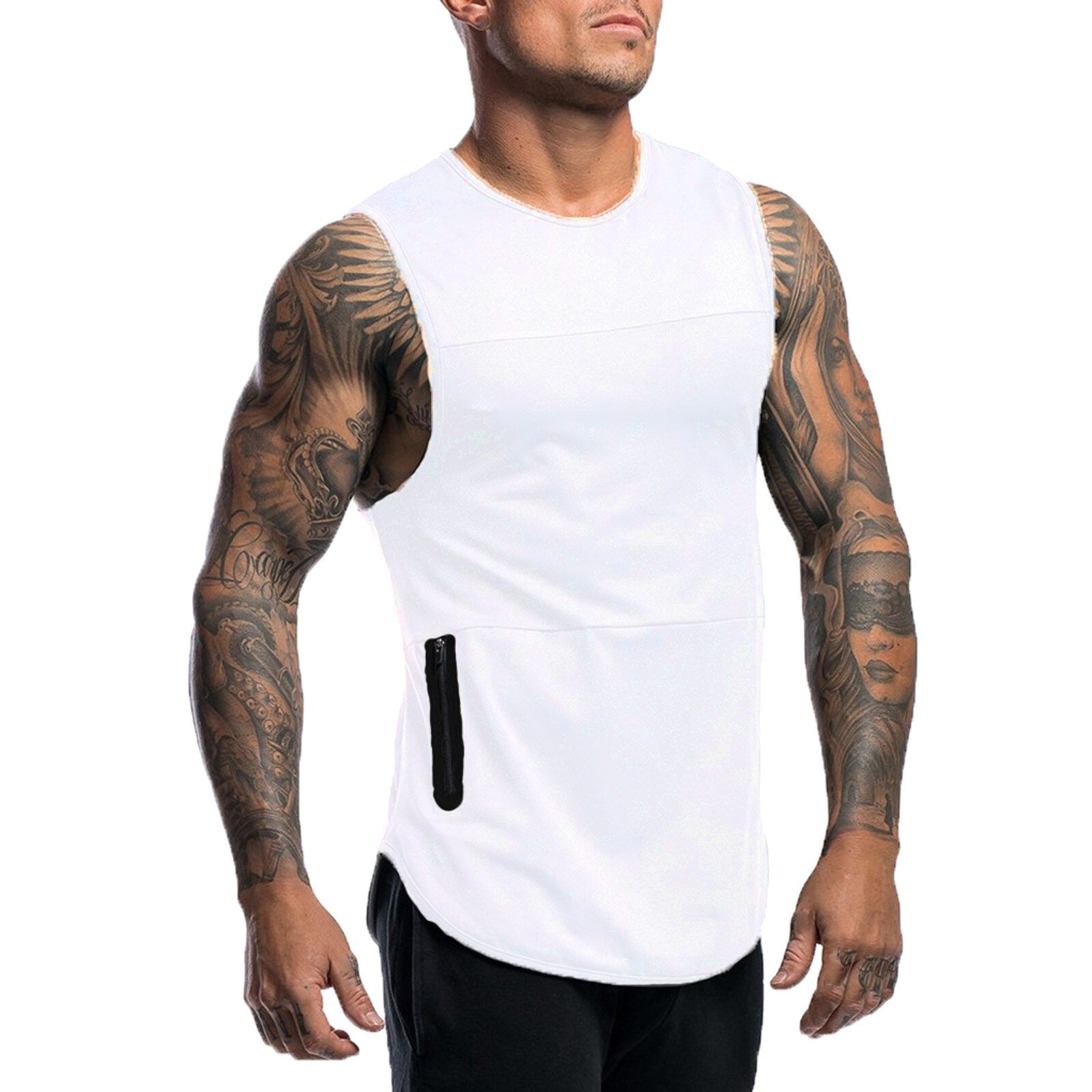 Men Tank Top With zip pocket Soild Vest Summer Sport Sleeveless Shirt Vest Bodybuilding Man Fitness Gym Clothing ropa hombre