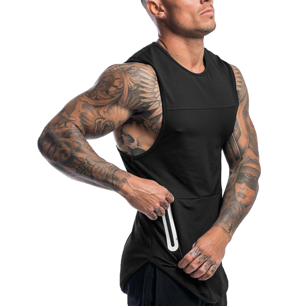Men Tank Top With zip pocket Soild Vest Summer Sport Sleeveless Shirt Vest Bodybuilding Man Fitness Gym Clothing ropa hombre