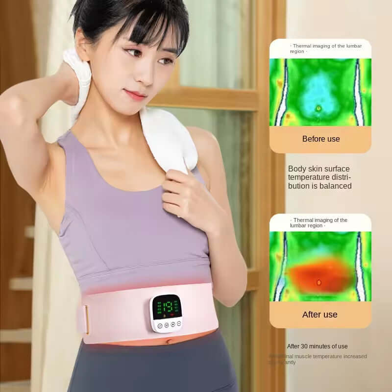 EMS heated waist and palace slimming belt hot compress massage belt waist and abdomen massager