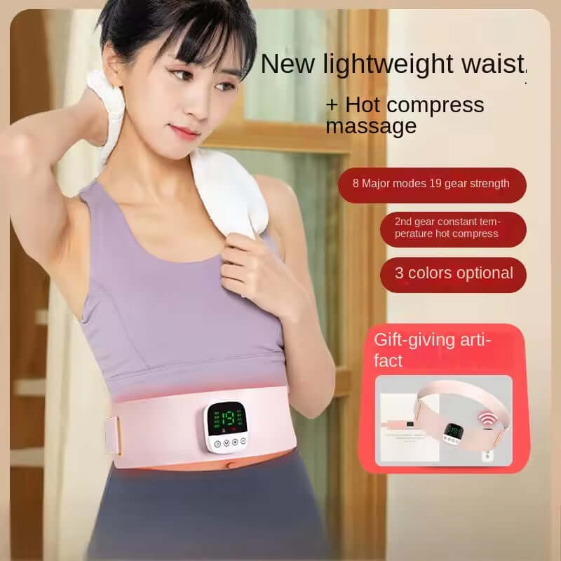 EMS heated waist and palace slimming belt hot compress massage belt waist and abdomen massager
