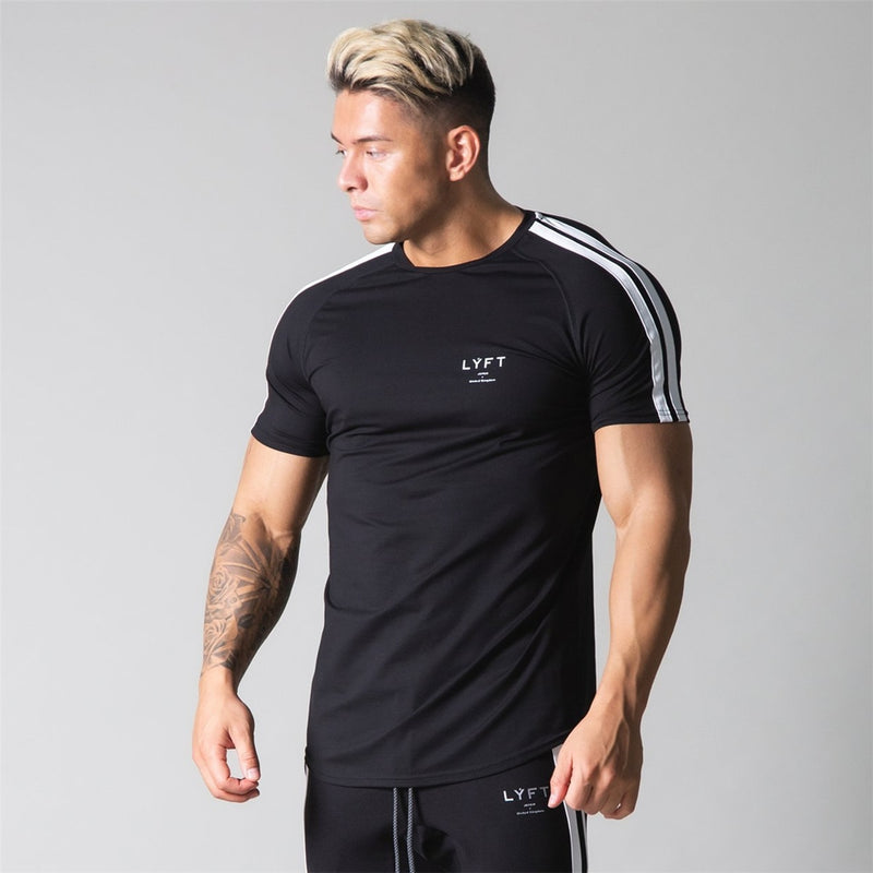 Gym Fitness Shirt Men Running Sport Skinny T-shirt Short sleeve Cotton Tee Top Summer Male Bodybuilding Training Workout Apparel