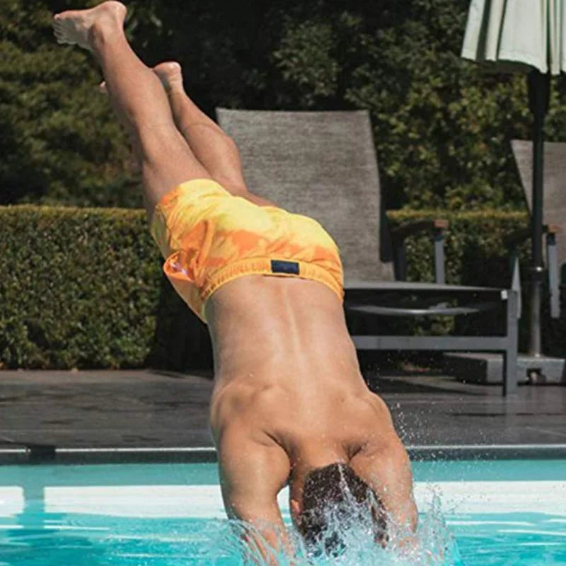 Men Beach Short Change Color Beach Pant for Boy Quick Dry High Temperature Discoloration Male Running Gym Summer Swimming Shorts