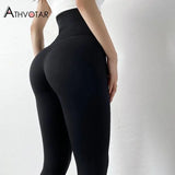 Solid High Wait Warm Leggings Women Breasted Sports Gym Girl Leggins Mujer Jogging Workout Casual Push Up Legging Fitness