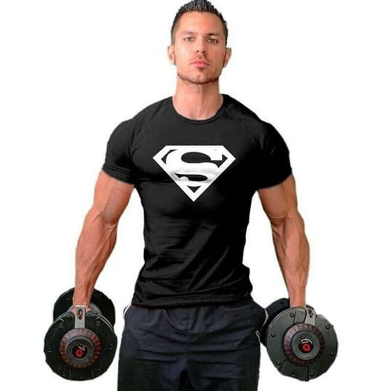 Summer men's fitness T-shirt round neck short sleeved casual fashion top